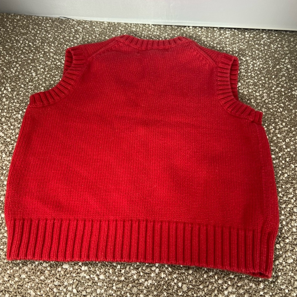 Polo by Ralph Lauren Boy Red Sweater Vest,Size 2/2T with V- Neck 100%Cotton. - Picture 2 of 4